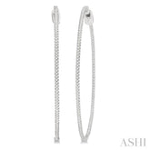 1 ctw Inside-Out Round Cut Diamond 2-Inch Hoop Earrings in 14K White Gold